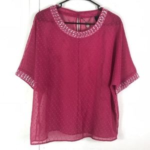 🚨 5/$25 BKE boutique sheer blouse gem detail